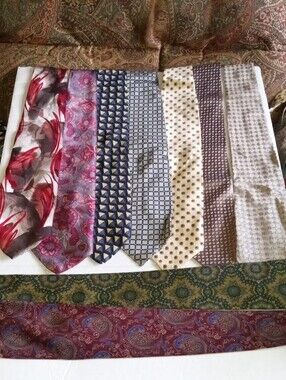 100% Silk Ties & One Polyester Bundle of Eight Designer Brand Tie Total of Nine